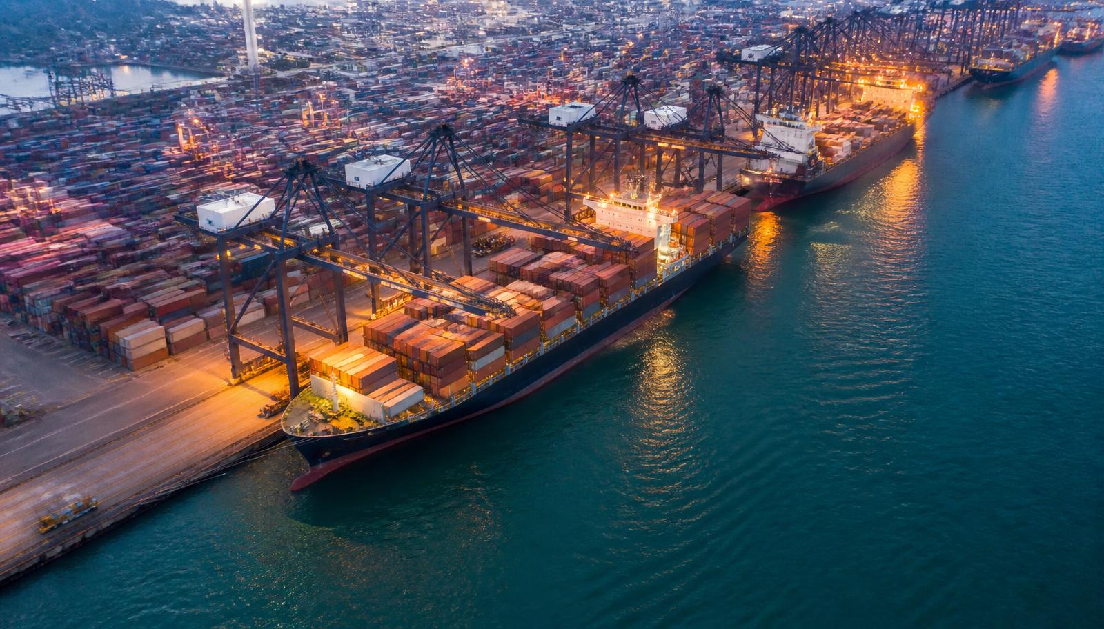 Aerial view of Durban's busy container port